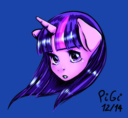 Size: 890x818 | Tagged: safe, artist:pigixd, twilight sparkle, pony, g4, blue background, bust, female, mare, simple background, solo