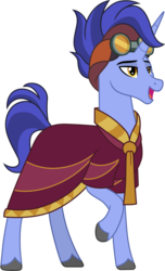 Size: 3000x4941 | Tagged: safe, artist:cloudy glow, hoo'far, pony, saddle arabian, unicorn, g4, road to friendship, clothes, goggles, male, raised hoof, robes, simple background, solo, stallion, transparent background, vector