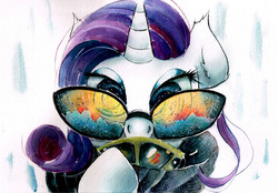 Size: 3437x2387 | Tagged: safe, artist:mashiromiku, rarity, pony, unicorn, g4, female, high res, looking at you, mare, solo, sunglasses