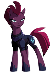 Size: 1512x2056 | Tagged: safe, artist:초보놀이, tempest shadow, pony, unicorn, g4, my little pony: the movie, armor, broken horn, eye scar, female, glare, horn, scar, simple background, solo, white background
