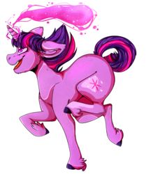 Size: 893x1067 | Tagged: safe, artist:cinnamonsparx, twilight sparkle, pony, unicorn, g4, cloven hooves, female, magic, running, simple background, solo, transparent background