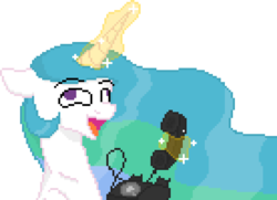 Size: 1104x800 | Tagged: safe, artist:anonymous, princess celestia, pony, g4, 4chan, amused, colored, cute, cutelestia, derp, dial telephone, drawthread, faic, female, majestic as fuck, mare, missing accessory, pixel art, prank call, simple background, solo, telephone box, transparent background, trollestia