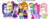 Size: 3024x1164 | Tagged: safe, artist:ktd1993, adagio dazzle, applejack, fluttershy, pinkie pie, rainbow dash, rarity, sci-twi, sunset shimmer, twilight sparkle, equestria girls, g4, 30 day otp challenge, female, humane five, humane seven, humane six, lesbian, ship:sunsagio, shipping