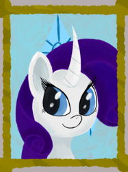 Size: 4960x6632 | Tagged: safe, artist:akuneanekokuro, rarity, pony, unicorn, g4, absurd resolution, blue eyes, female, mare, purple mane, simple background, smiling, solo, white coat