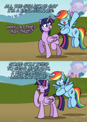 Size: 1280x1784 | Tagged: safe, artist:ladyanidraws, artist:mlp-vector-collabs, rainbow dash, twilight sparkle, alicorn, pegasus, pony, ask pun, g4, 2 panel comic, ask, comic, pun, twilight sparkle (alicorn)