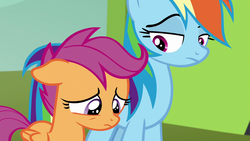 Size: 1280x720 | Tagged: safe, screencap, rainbow dash, scootaloo, g4, the washouts (episode)