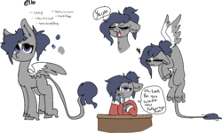 Size: 1298x779 | Tagged: safe, artist:nootaz, oc, oc only, oc:ello, pegasus, pony, bored, leonine tail, reference sheet, simple background, solo, tired, transparent background, yawn