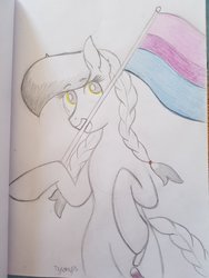 Size: 774x1032 | Tagged: safe, artist:dyonys, oc, oc only, oc:lucky brush, pony, bisexual pride flag, pride, solo, traditional art