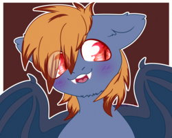 Size: 2500x2000 | Tagged: safe, artist:etoz, oc, oc only, oc:night wing, bat pony, pony, bat pony oc, bust, colt, cute, high res, male, open mouth, solo, ych result
