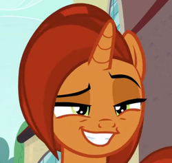 Size: 638x606 | Tagged: safe, screencap, stellar flare, pony, g4, the parent map, cropped, faic, female, grin, raised eyebrow, sire's hollow, smiling, smirk, smug, solo, stellarsmug