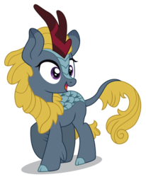 Size: 5059x6150 | Tagged: safe, artist:dragonchaser123, winter flame, kirin, g4, sounds of silence, absurd resolution, background kirin, cloven hooves, cute, female, happy, open mouth, raised hoof, simple background, solo, transparent background