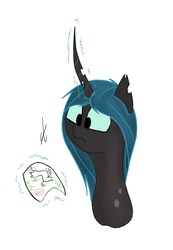 Size: 1736x2504 | Tagged: safe, artist:groomlake, queen chrysalis, changeling, changeling queen, g4, colored, female, frown, simple background, solo, white background