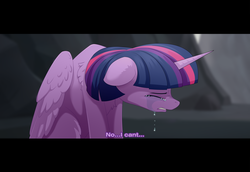 Size: 3504x2412 | Tagged: safe, artist:batonya12561, twilight sparkle, alicorn, pony, g4, my little pony: the movie, basalt beach, crying, crylight sparkle, duckery in the comments, female, floppy ears, high res, letterboxing, no i can't i ruined everything, princess, sad, scene interpretation, solo, twilight sparkle (alicorn), widescreen