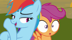 Size: 1280x720 | Tagged: safe, screencap, rainbow dash, scootaloo, g4, the washouts (episode)