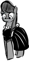 Size: 461x977 | Tagged: safe, artist:christheblue, octavia melody, earth pony, pony, g4, bowtie, clothes, cute, dress, female, mare, monochrome, ponies wearing black, simple background, sketch, smiling, solo, tavibetes