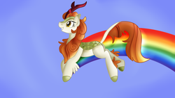 Size: 1280x720 | Tagged: safe, artist:jbond, autumn blaze, kirin, g4, sounds of silence, female, rainbow, smiling, solo