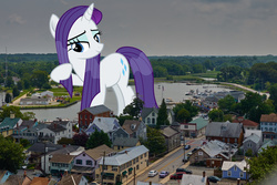 Size: 1920x1279 | Tagged: safe, artist:arifproject, artist:theotterpony, edit, vector edit, rarity, pony, g4, chesapeake, giant pony, highrise ponies, irl, lidded eyes, macro, photo, ponies in real life, solo, story included, united states, vector, virginia, wet mane