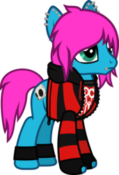Size: 618x906 | Tagged: safe, artist:lightningbolt, derpibooru exclusive, oc, oc only, oc:emo lad, earth pony, pony, g4, .svg available, anklet, clothes, ear piercing, earring, emo, eyeliner, frown, hoodie, jewelry, makeup, male, pierce the veil, piercing, shirt, show accurate, simple background, snake bites, solo, stallion, standing, striped hoodie, svg, transparent background, undershirt, vector