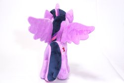 Size: 3000x2000 | Tagged: safe, artist:nekokevin, twilight sparkle, alicorn, pony, g4, behind, cutie mark, female, high res, irl, mare, photo, plushie, simple background, solo, spread wings, twilight sparkle (alicorn), watermark, white background, wings