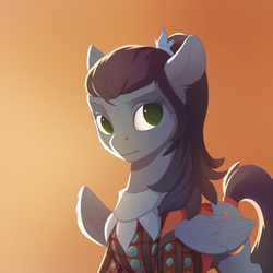 Size: 2000x2000 | Tagged: safe, artist:vistamage, oc, oc only, pegasus, pony, equestria at war mod, bust, clothes, female, gradient background, hearts of iron 4, high res, mare, portrait, solo, tail wrap