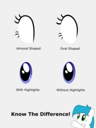 Size: 6961x9313 | Tagged: safe, artist:zylgchs, derpibooru exclusive, oc, oc only, oc:cynosura, pony, absurd resolution, comparison, description is relevant, eye, eyes, know the difference, pointing, simple background, solo, tutorial, vector