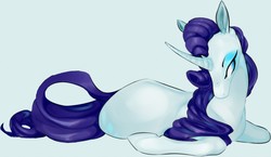 Size: 1280x740 | Tagged: safe, artist:ghostlook, rarity, pony, g4, female, prone, simple background, solo