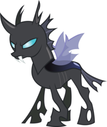 Size: 2335x2756 | Tagged: safe, artist:duskthebatpack, oc, oc only, oc:turquoise wave, changeling, fangs, high res, male, simple background, solo, standing, transparent background, vector, wings