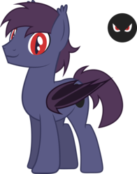 Size: 2462x3141 | Tagged: safe, artist:duskthebatpack, oc, oc only, oc:shadow flight, bat pony, pony, bat pony oc, bat wings, commission, ear fluff, folded wings, high res, male, simple background, slit pupils, smiling, solo, stallion, standing, transparent background, vector, wings