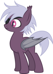 Size: 2150x2972 | Tagged: safe, artist:duskthebatpack, oc, oc only, oc:vigilant heart, bat pony, pony, bat wings, ear fluff, eyepatch, female, folded wings, high res, mare, show accurate, simple background, slit pupils, solo, standing, transparent background, vector