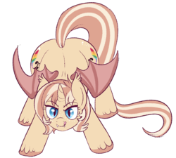 Size: 850x765 | Tagged: safe, artist:lulubell, oc, oc only, oc:lulubell, alicorn, bat pony, bat pony alicorn, pony, ass up, bat ponified, fangs, pounce, race swap, simple background, solo, species swap, transparent background