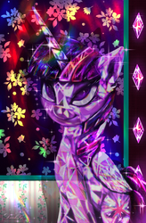 Size: 2940x4480 | Tagged: safe, artist:darksly, twilight sparkle, alicorn, crystal pony, pony, g4, crystal, crystallized, female, flower, sitting, solo, twilight sparkle (alicorn)