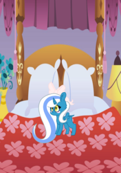 Size: 2039x2894 | Tagged: safe, artist:riofluttershy, oc, oc only, oc:fleurbelle, alicorn, pony, alicorn oc, base used, bed, female, filly, high res, pillow, solo