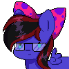 Size: 100x100 | Tagged: safe, artist:erinisanxious, oc, oc only, oc:skitzy, pegasus, pony, clothes, emotes, female, glasses, icon, mare, pixel art, ribbon, simple background, solo, transparent background