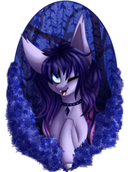 Size: 2500x3234 | Tagged: safe, artist:immagoddampony, oc, oc only, oc:evening eclipse, bat pony, pony, bust, female, high res, mare, one eye closed, portrait, simple background, solo, transparent background, wink