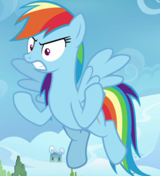 Size: 657x720 | Tagged: safe, screencap, rainbow dash, pegasus, pony, g4, the washouts (episode), cropped, female, madorable, mare, solo, wings
