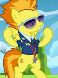 Size: 536x718 | Tagged: safe, screencap, spitfire, pegasus, pony, g4, the washouts (episode), cropped, cutie mark, female, solo