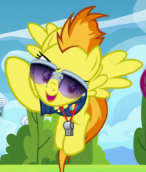 Size: 587x692 | Tagged: safe, screencap, spitfire, pegasus, pony, g4, the washouts (episode), cropped, female, solo, wings