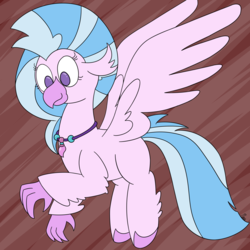 Size: 5000x5000 | Tagged: safe, artist:mrneo, silverstream, classical hippogriff, hippogriff, g4, absurd resolution, female, flying, jewelry, necklace, smiling, solo, spread wings, wings