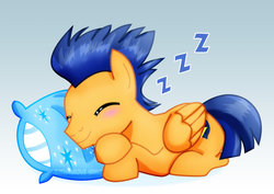 Size: 1600x1131 | Tagged: safe, artist:jucamovi1992, flash sentry, pegasus, pony, g4, cute, diasentres, male, pillow, simple background, sleeping, stallion, zzz