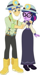 Size: 1600x2982 | Tagged: safe, artist:jucamovi1992, flash sentry, sci-twi, twilight sparkle, equestria girls, equestria girls series, g4, opening night, boots, clothes, costume, couple, dress, eyes closed, fake beard, female, glasses, helmet, male, ship:flashlight, ship:sci-flash, shipping, shoes, simple background, smiling, straight, theater, transparent background, vector