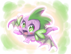 Size: 800x600 | Tagged: safe, artist:thegreatrouge, spike, dragon, g4, molt down, barb, barbabetes, cute, dragoness, female, flying, rule 63, rule63betes, smiling, solo, winged barb, winged spike, wings