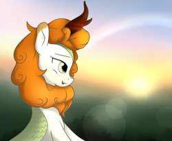 Size: 2000x1650 | Tagged: dead source, safe, artist:fotasy, autumn blaze, kirin, g4, sounds of silence, female, smiling, solo