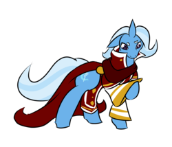Size: 1400x1200 | Tagged: safe, artist:tartsarts, trixie, pony, unicorn, g4, clothes, commission, female, human to pony, mare, robe, simple background, solo, transformation, transformed, transparent background