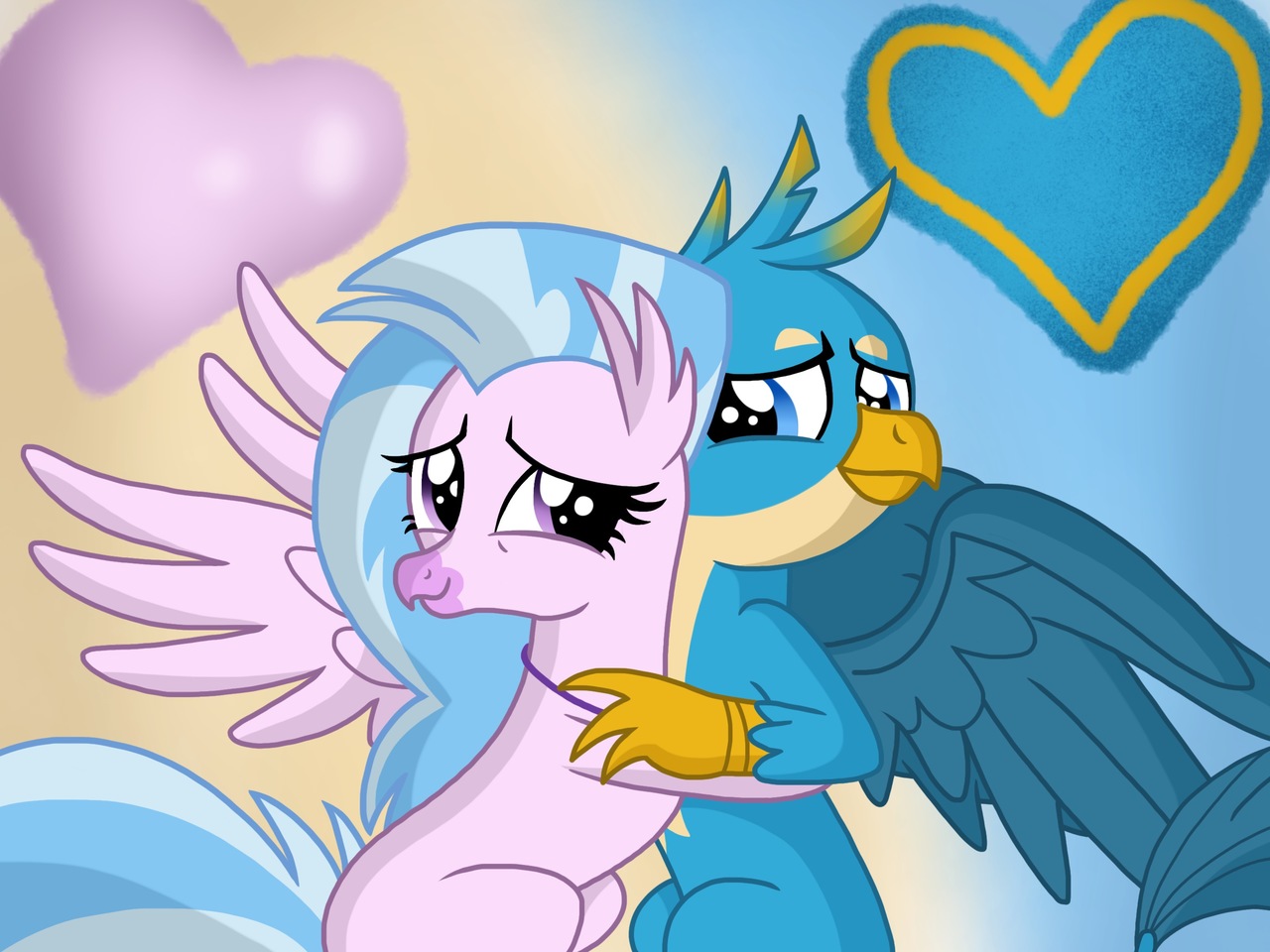 Gallstream Mlp #1831232 - safe, artist:justsomepainter11, gallus, silverstream ...