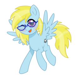 Size: 3078x3132 | Tagged: safe, artist:php150, oc, oc only, oc:cloud cuddler, pegasus, pony, blushing, cute, cutie mark, female, flying, glasses, high res, mouse cursor, one eye closed, open mouth, pegasus oc, simple background, solo, transparent background