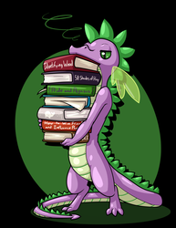 Size: 1700x2200 | Tagged: safe, artist:limebreaker, spike, dragon, g4, 50 shades of hay, annoyed, book, fifty shades of grey, male, older, older spike, pride and prejudice, solo, spike is not amused, unamused