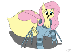 Size: 2455x1778 | Tagged: safe, artist:taurson, fluttershy, monster pony, original species, spiderpony, g4, clothes, female, hoodie, solo, species swap, spidershy