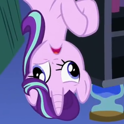 Size: 718x718 | Tagged: safe, edit, edited screencap, screencap, starlight glimmer, g4, rock solid friendship, glimmerposting, meme, shitposting, upside down, wat, you reposted in the wrong neighborhood