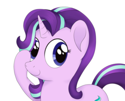 Size: 1662x1334 | Tagged: safe, artist:noosa, starlight glimmer, pony, unicorn, g4, female, hair over one eye, mare, simple background, smiling, solo, white background