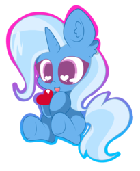 Size: 2952x3608 | Tagged: safe, artist:kittyrosie, trixie, pony, unicorn, g4, chibi, cute, diatrixes, ear fluff, female, heart, heart eyes, high res, mare, simple background, solo, transparent background, wingding eyes